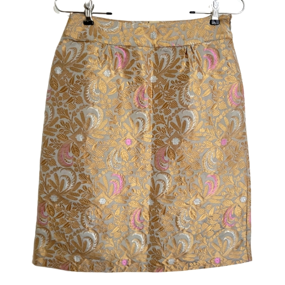 Elevenses Brocade Gold Skirt Pencil Sz 0